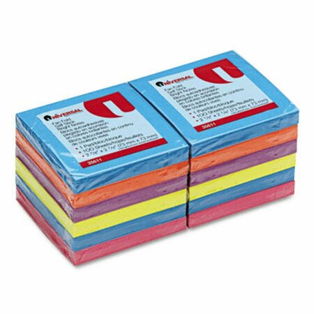 UNIVERSAL BATTERY Universal  Fan-Flded Pop-Up Notes  3 x 3  Five Colors  12 100-Sheet Pads Pack UN33100